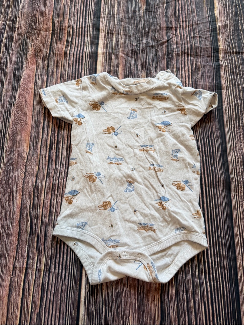 Carhartt Baby Boys Fishing Print Bodysuit Size 9M